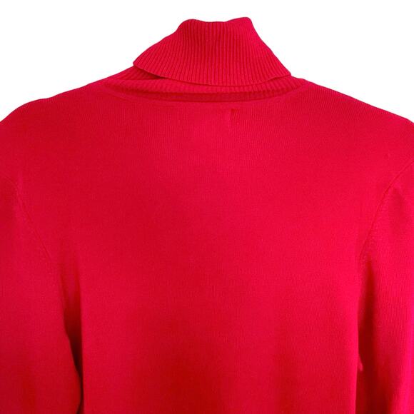 Worthington Red Rib Knit Turtleneck Size Large Closet Staple Fall Winter Career - Picture 4 of 6